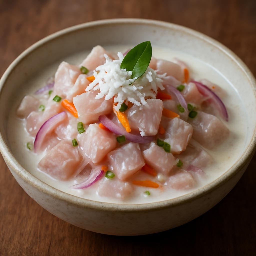 Entree: Cook Islands – Ika Mata (Raw firm fish cured in citrus and coconut milk) recipe