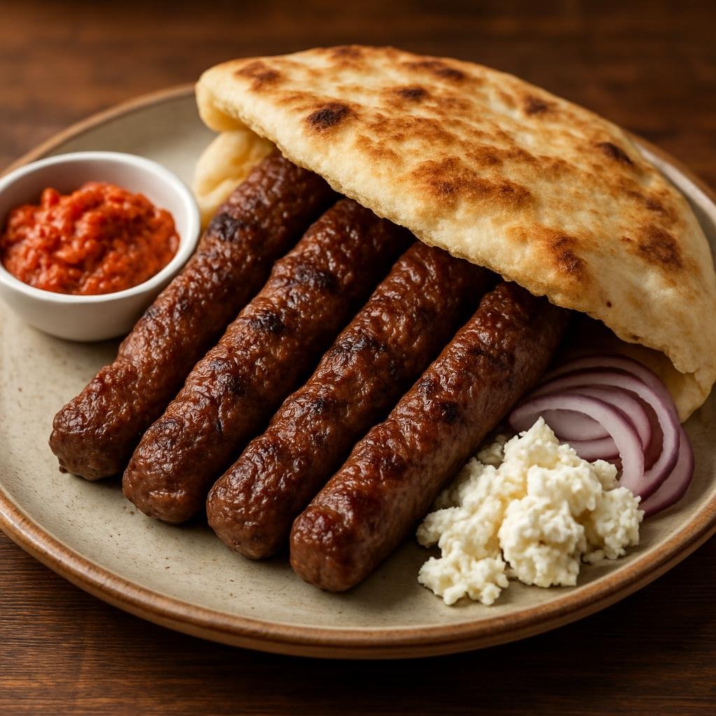 Entree: Croatia – Ćevapi (Small grilled minced-meat sausages traditionally served with flatbread and condiments) recipe