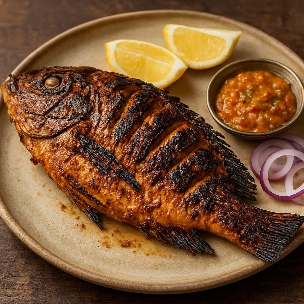 Entree: Ethiopia – Afar – Afar Grilled Fish (Char-grilled coastal fish marinated with lemon, garlic, and Ethiopian spices) recipe
