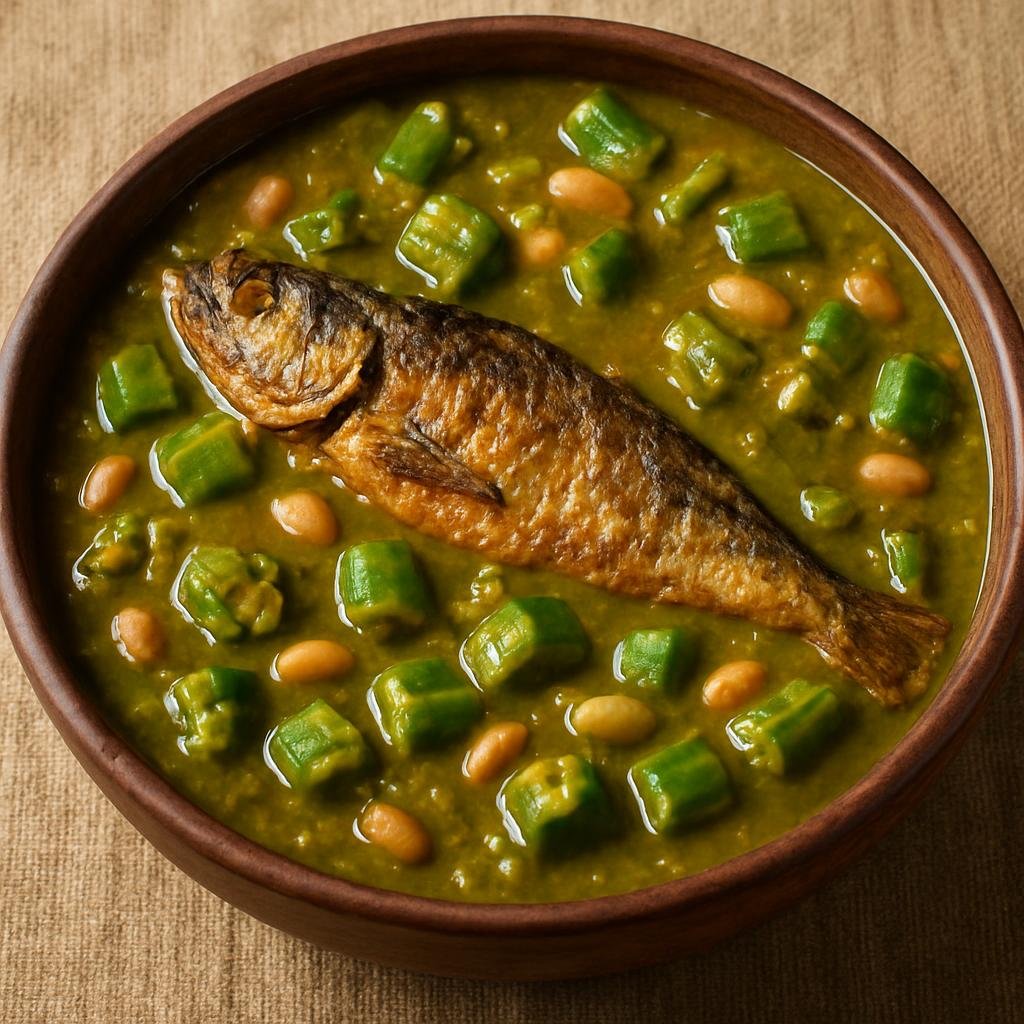 Entree: Burkina Faso – National Cuisine – Babenda (Hearty Burkinabé green and peanut stew with smoked fish and okra) recipe