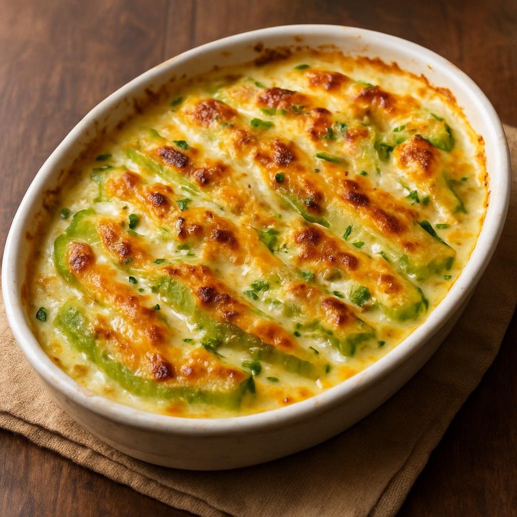 Entree: French Guiana – National Cuisine – Gratin de Papaye Verte (Baked savory gratin of unripe green papaya in a creamy cheese sauce) recipe