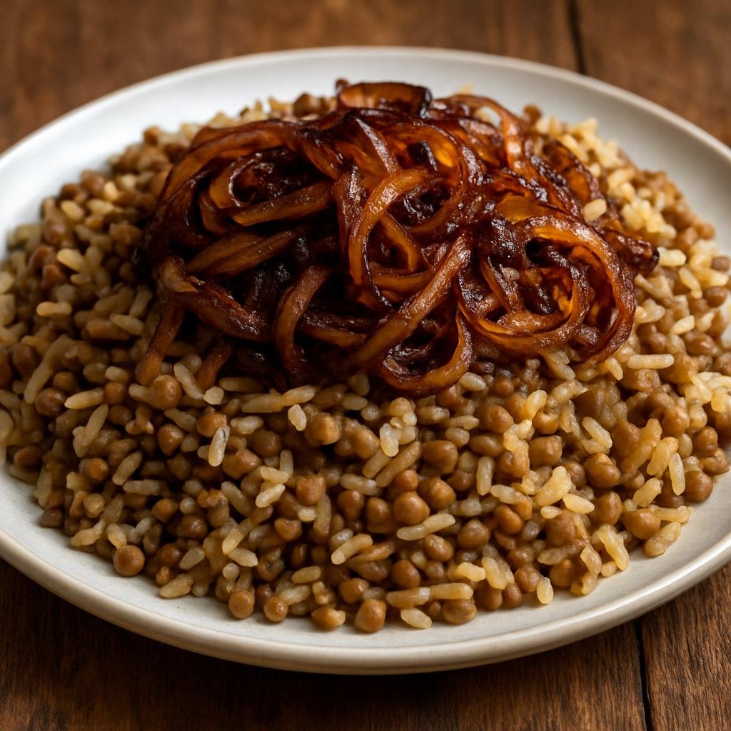 Entree: Lebanon – Bekaa Valley – مجدرة ➤ Mujaddara (Lentils and rice cooked together and topped with deeply caramelized onions) recipe