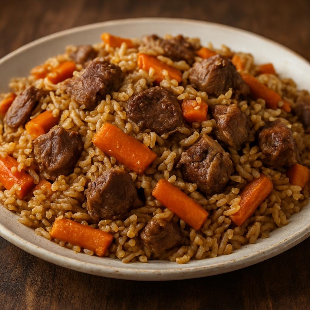 Entree: Kyrgyzstan – Northern Culinary Region – Плов ➤ Plov (Hearty rice pilaf with lamb, carrots, and aromatic spices) recipe