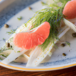 Salad: United States – Coastal Fennel Ribbon Salad with Grapefruit and Green Olive–herb Vinaigrette recipe