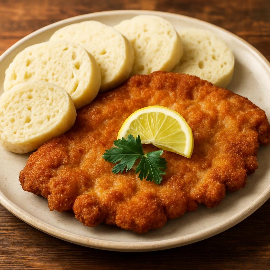 Entree: Czechia – Central Culinary Region – Řízek (Breaded pan-fried pork cutlets typical of Czech home cooking) recipe