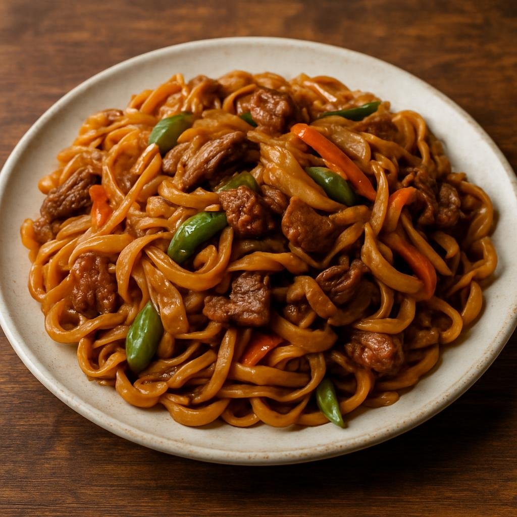 Entree: Mongolia – Northern Culinary Region – Цуйван ➤ Tsuivan (Stir-fried Mongolian flat noodles with meat and vegetables) recipe