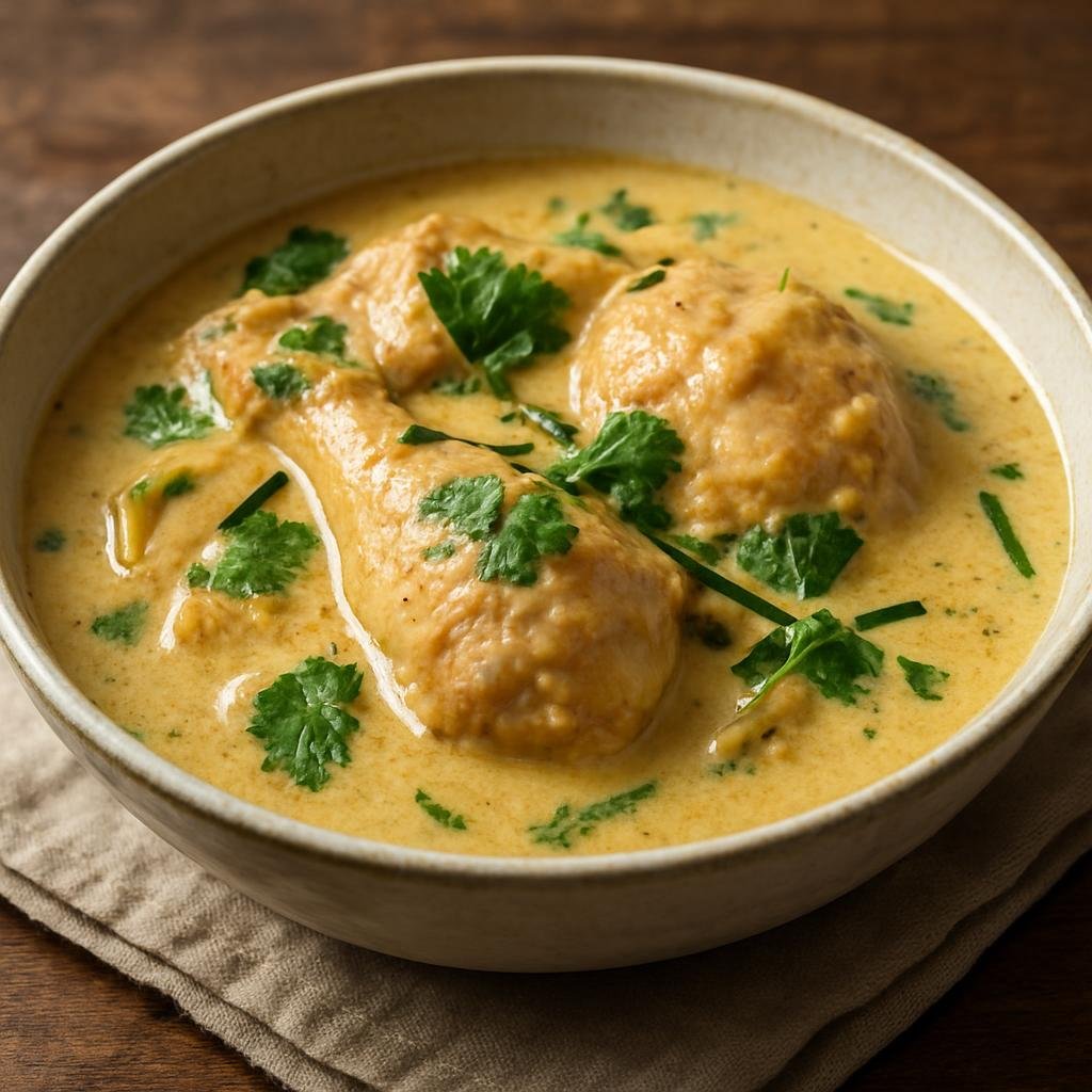 Entree: Wallis and Futuna – Northern Culinary Region – Poulet au Coco (Chicken simmered in a creamy coconut milk sauce with island aromatics) recipe