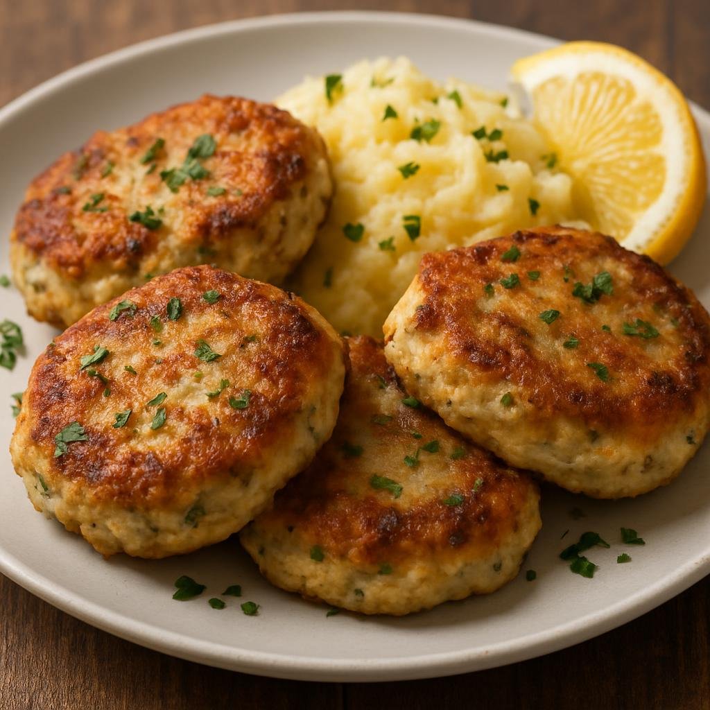 Entree: Faroe Islands – Fiskafrikadellur (Pan-fried Faroese fish cakes made with white fish and potato, seasoned with onion and parsley) recipe