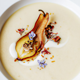Appetizer: United States – Celeriac, Pear and Thyme Velvet Soup recipe