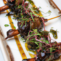 Appetizer: United States – Sherry-Glazed Mushroom Skewers with Parsley Gremolata recipe