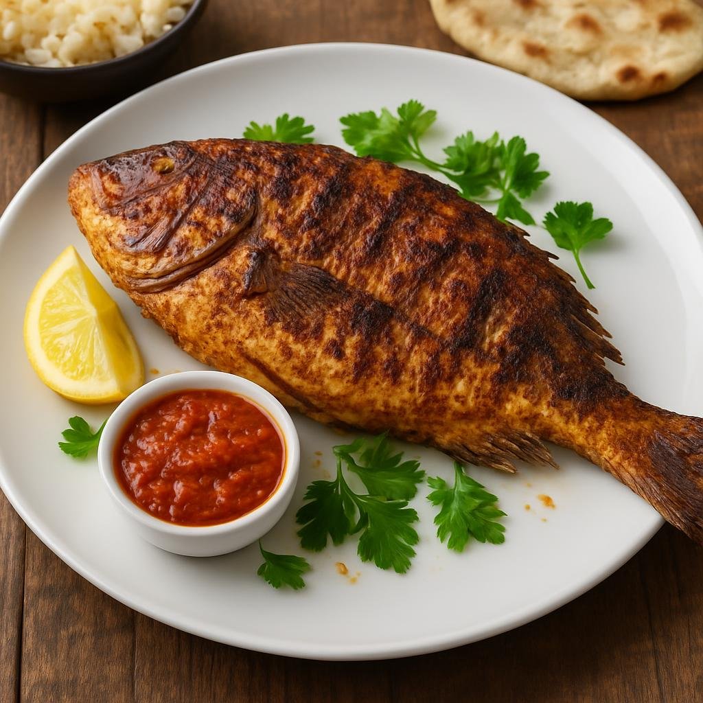 Entree: Saudi Arabia – Eastern Province – سمك مشوي ➤ Samak Mashwi (Coastal Saudi-style grilled fish marinated with Middle Eastern spices and citrus) recipe