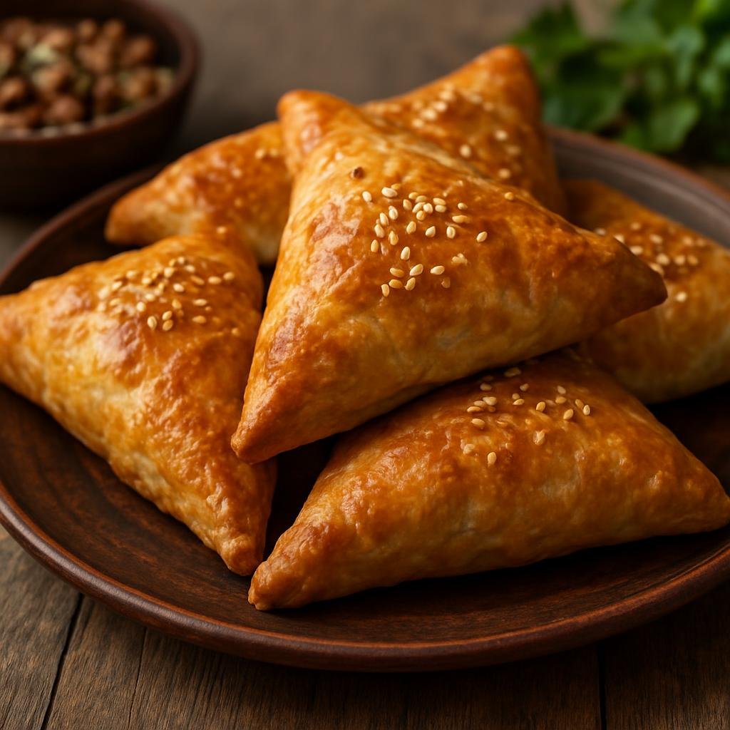 Entree: Uzbekistan – Fergana Valley – Самса ➤ Samsa (Baked triangular savory pastry filled with spiced meat and onions) recipe