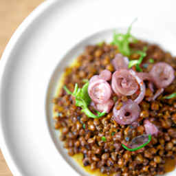 Side Dish: United States – Warm Du Puy Lentils with Sherry-Dijon and Crispy Shallots recipe