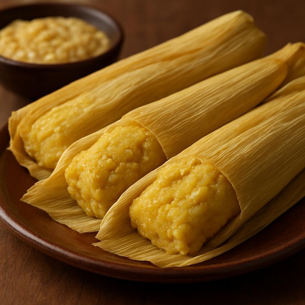 Entree: El Salvador – National Cuisine – Tamales de Elote (Fresh sweet corn tamales made from ground corn dough steamed in corn husks, often slightly sweet and served as a hearty savory-sweet main) recipe