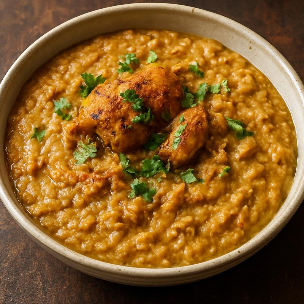 Entree: United Arab Emirates – Northern Culinary Region – مدروبة ➤ Madrouba (Hearty spiced chicken and rice porridge mashed to a creamy consistency) recipe