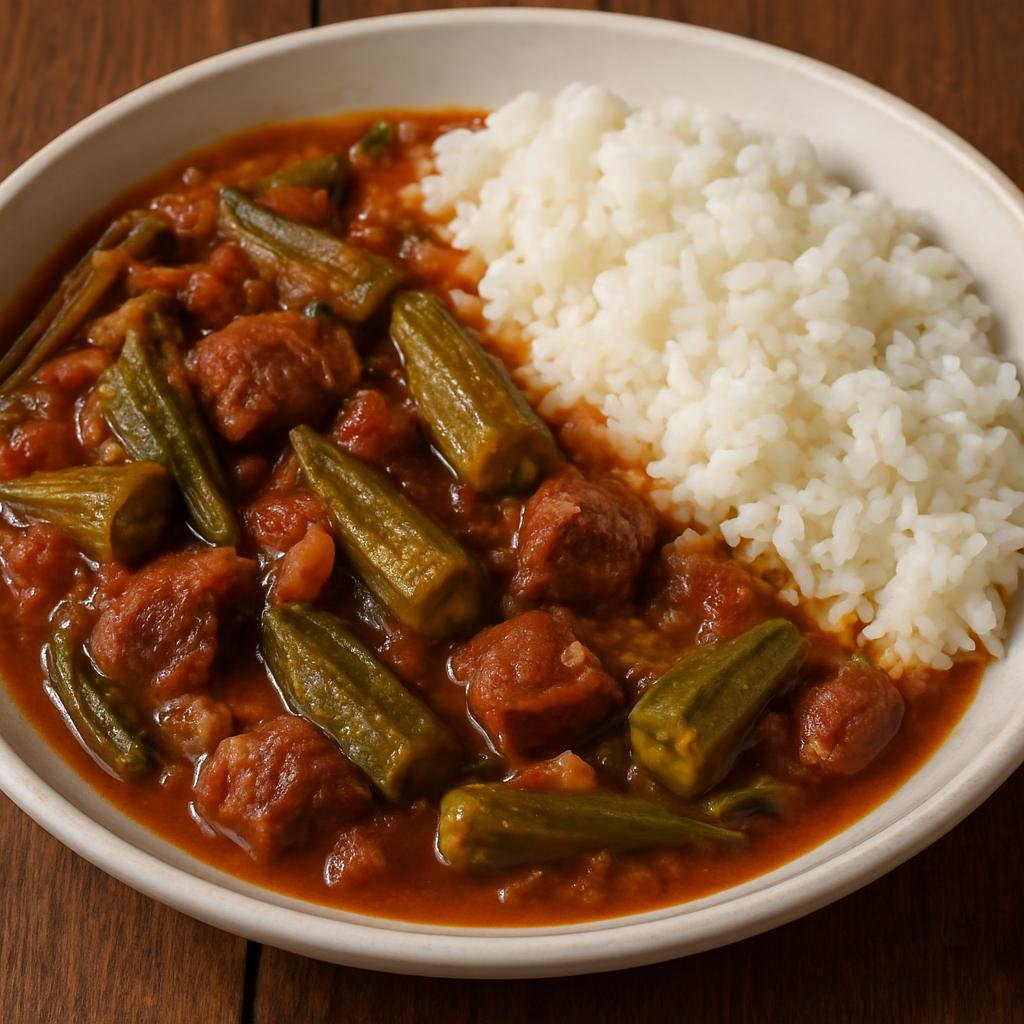 Entree: Curacao – Giambo (Curaçaoan okra and salted-meat stew often served with rice or funchi) recipe
