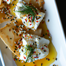 Appetizer: United States – Lemon-Dill Whipped Feta with Chili Honey and Sesame Pita Chips recipe