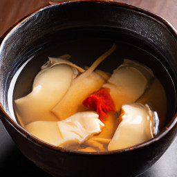 Appetizer: Japan – 柚子香る椎茸の澄まし汁 ▶ Yuzu-Kaoru Shiitake No Sumashi-Jiru (Yuzu-Scented Shiitake Clear Soup) recipe