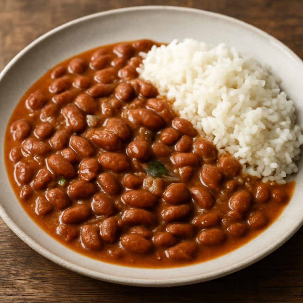 Entree: Suriname – Northern Culinary Region – Bruine Bonen Met Rijst (Hearty Surinamese brown beans stewed in coconut milk and aromatics, served with rice) recipe