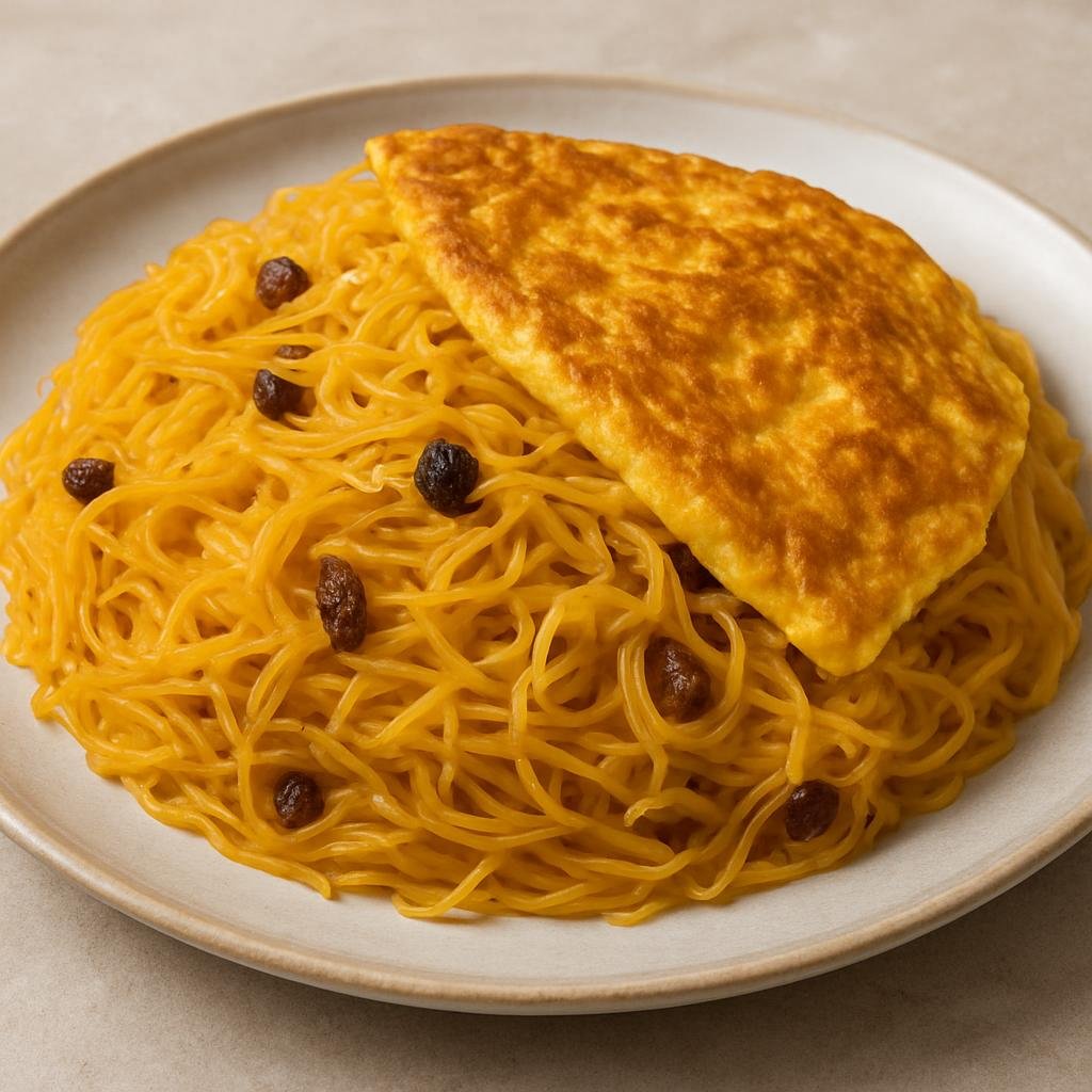 Entree: United Arab Emirates – Northern Culinary Region – بلاليط ➤ Balaleet (Sweet saffron- and cardamom‑spiced vermicelli often served with a savory egg omelette) recipe