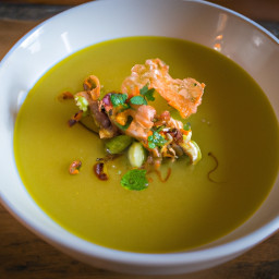Soup: Mexico – Caldo de Poblano con Tomatillo y Maíz (Poblano Tomatillo Corn Soup) recipe