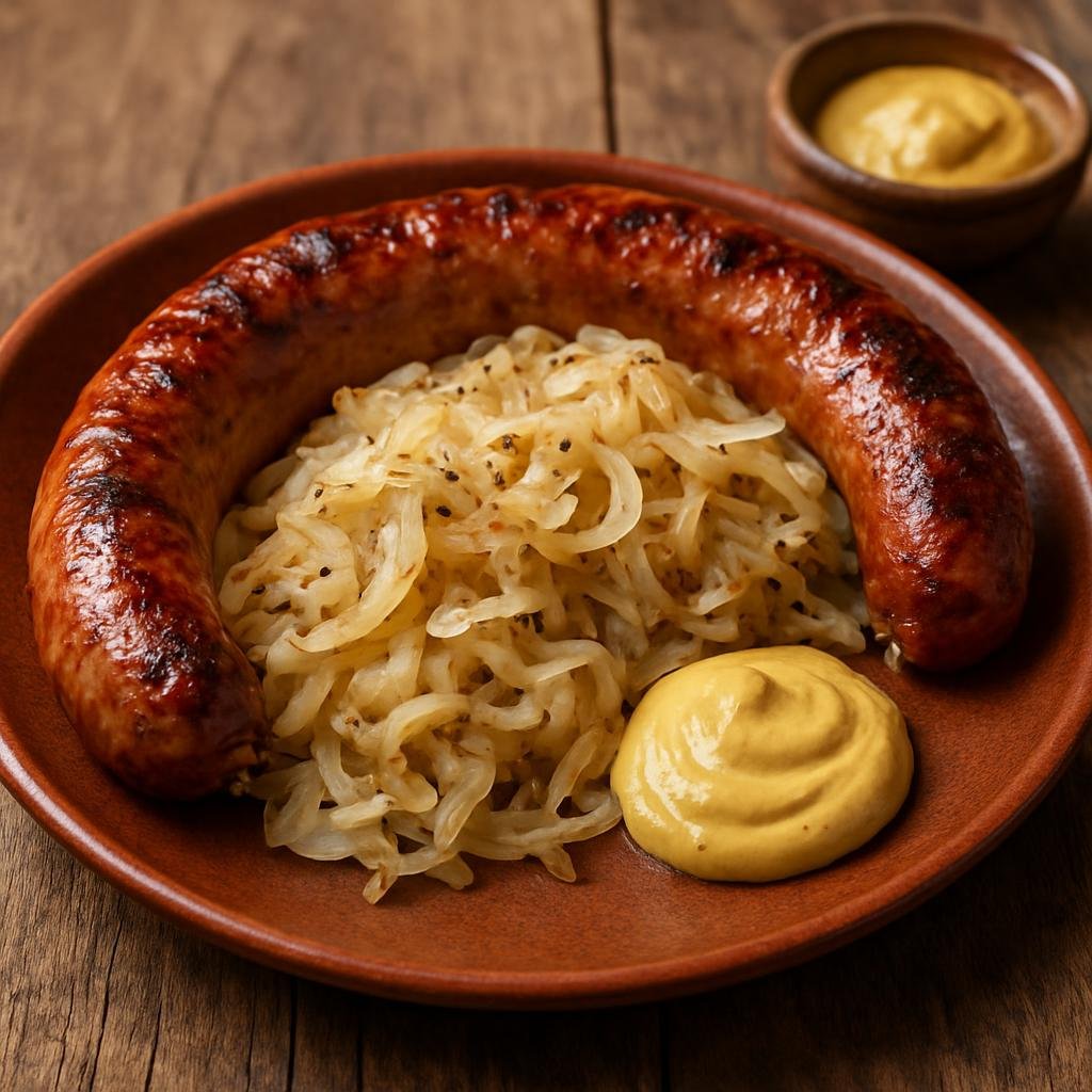 Entree: Poland – Highland / Gorale – Kiełbasa Z Grilla (Grilled Polish sausage prepared simply with onions, caraway, and mustard, typical of highland outdoor cooking) recipe