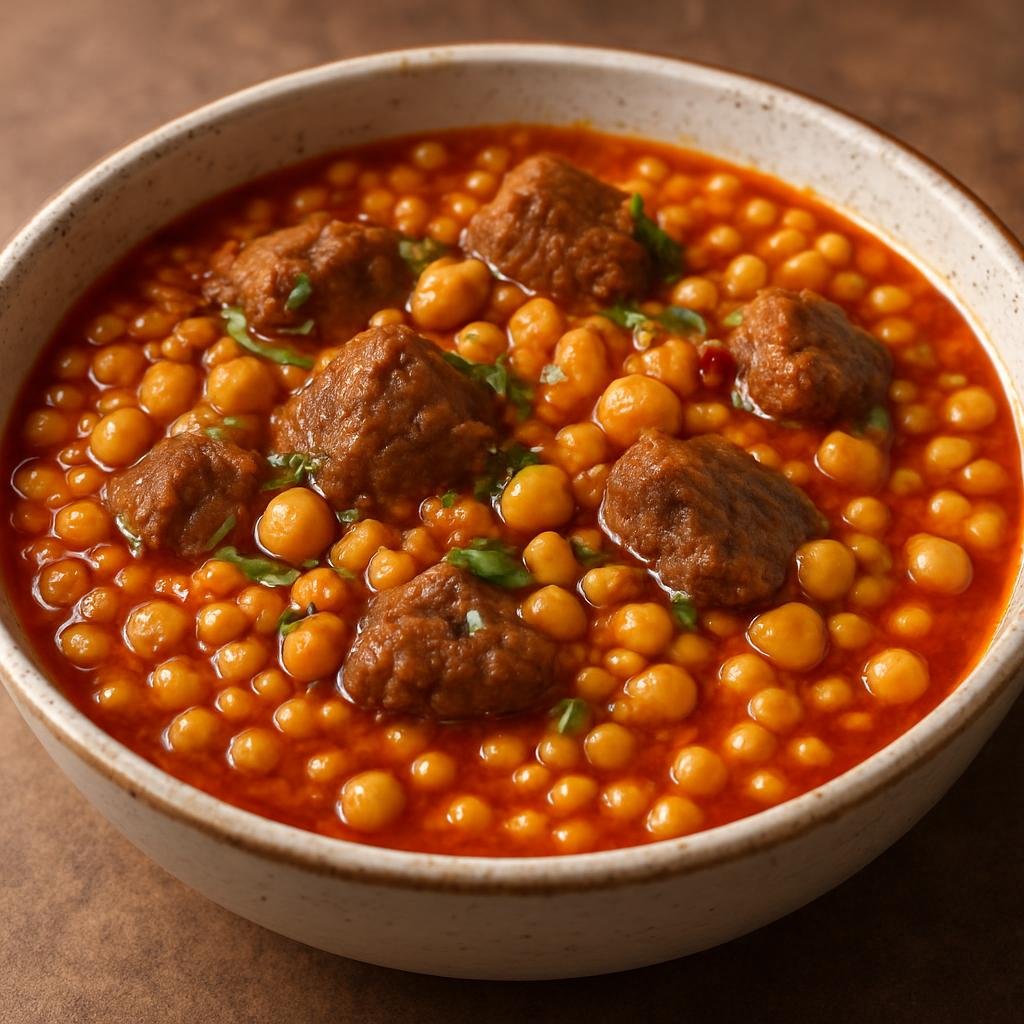 Entree: Algeria – Central Culinary Region – تليتلي ➤ Tlitli (Small semolina pasta pearls served in a spiced lamb and chickpea tomato broth) recipe