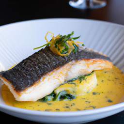 Entrée: United States – Pan-Seared Sea Bass with Lemon Butter Sauce recipe
