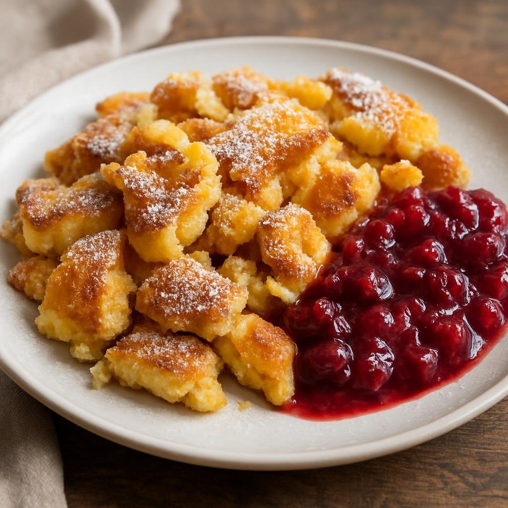 Entree: Austria – Salzburg & Alpine Austria – Kaiserschmarrn (Fluffy shredded Austrian pancake traditionally caramelized and served with fruit compote) recipe