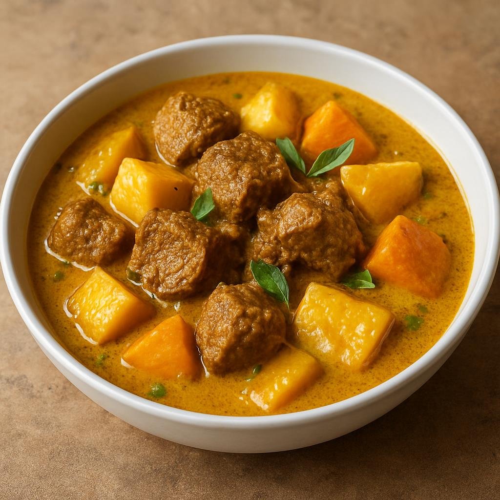 Entree: Fiji – Fijian Lamb Curry (Coconut-milk based curried lamb cooked with Fijian-style spices and root vegetables) recipe
