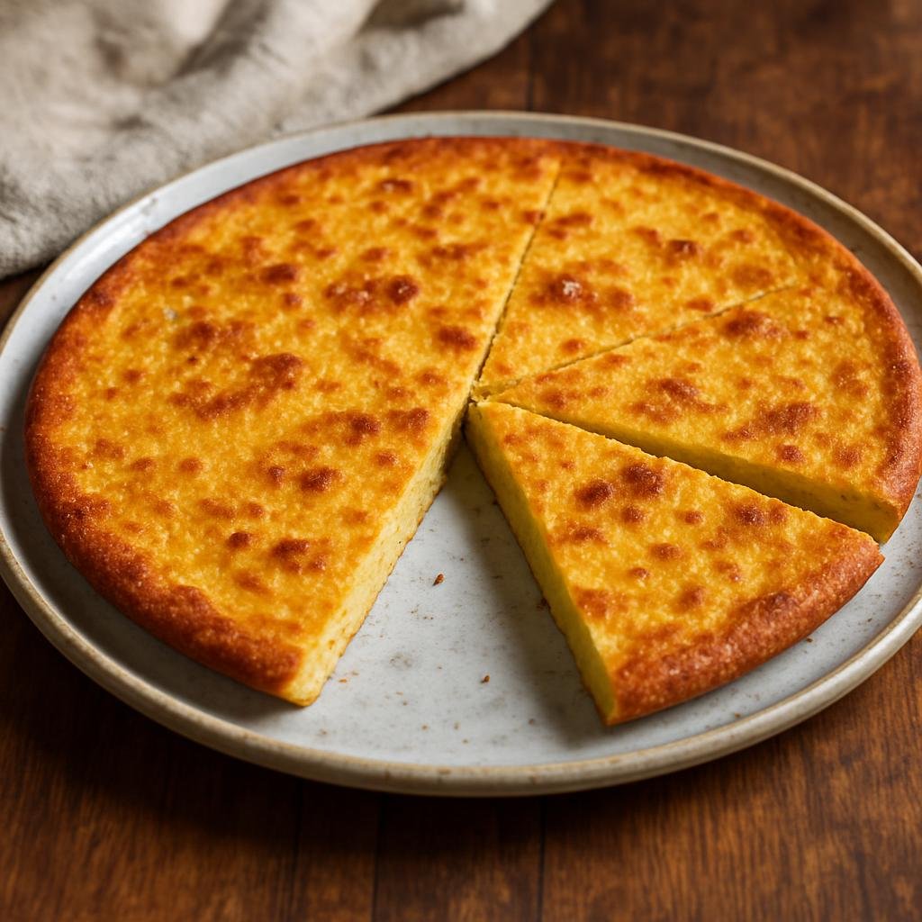 Entree: Argentina – Argentine Italian Cuisine – Fainá (Thin chickpea flour flatbread traditionally baked in a very hot oven and served with pizza or on its own) recipe