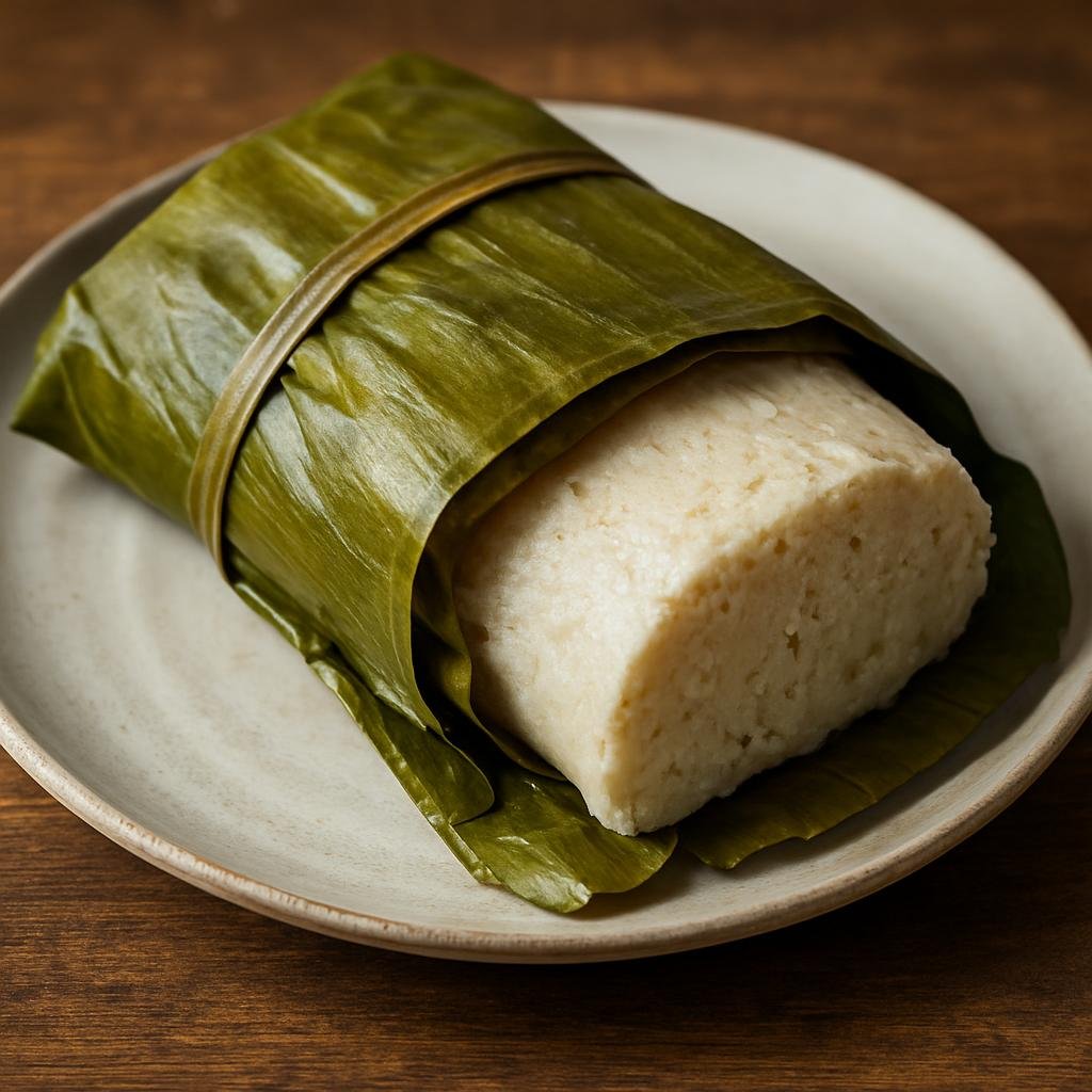 Entree: Cameroon – National Cuisine – Kwacoco Bible (Dense steamed loaf of grated cocoyam wrapped in banana leaves, a starchy staple often eaten with stews or sauces) recipe