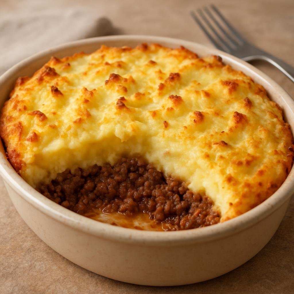 Entree: French Southern Territories – National Cuisine – Hachis Parmentier (A layered French casserole of seasoned minced beef topped with creamy mashed potatoes) recipe