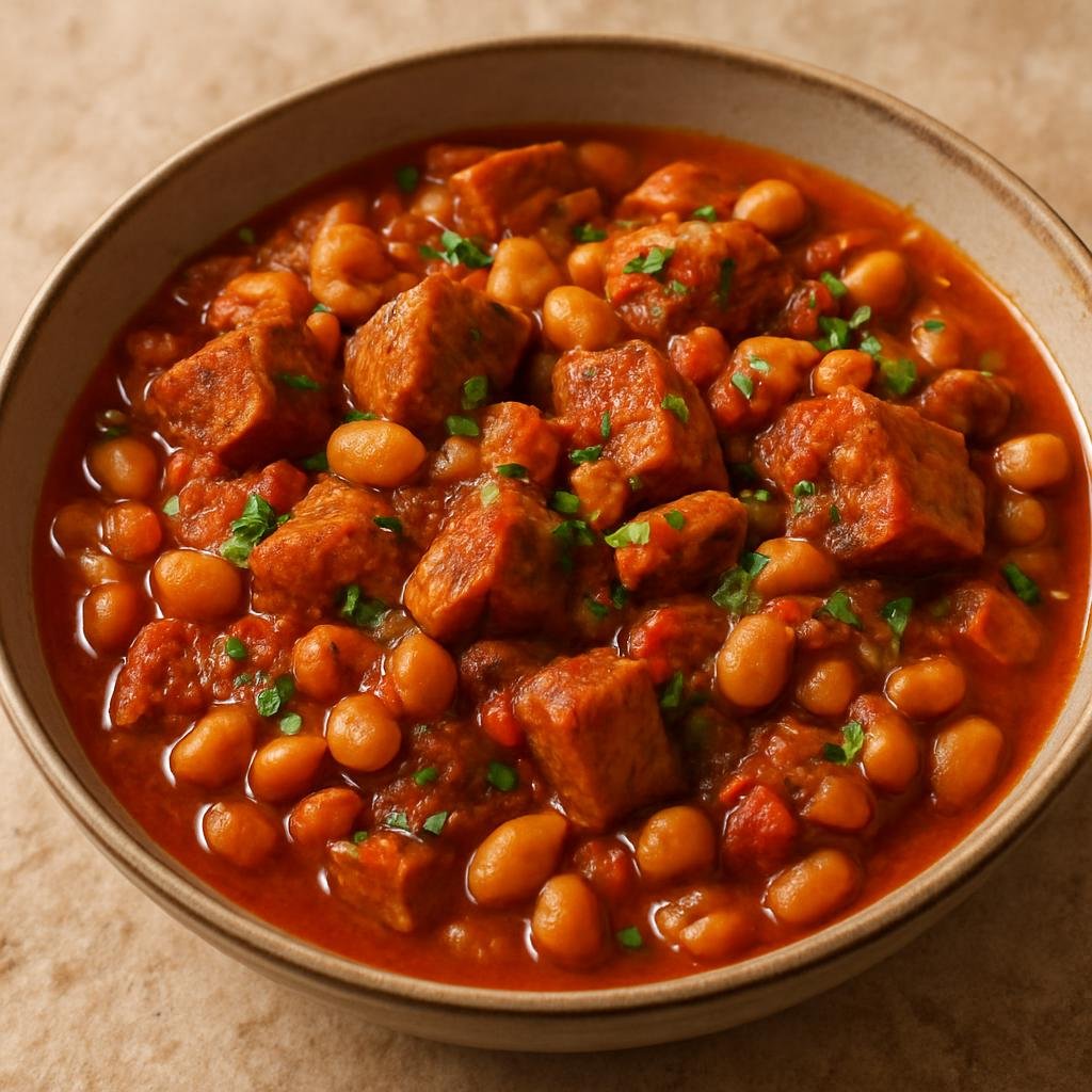 Entree: Madagascar – Northern Culinary Region – Henan-kisoa sy Tsaramaso (Northern Malagasy pork and bean stew simmered with tomatoes and aromatics) recipe