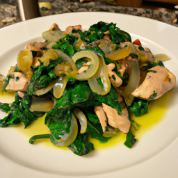 Entrée: United States – Garlic Chicken with Sautéed Spinach and Onions recipe