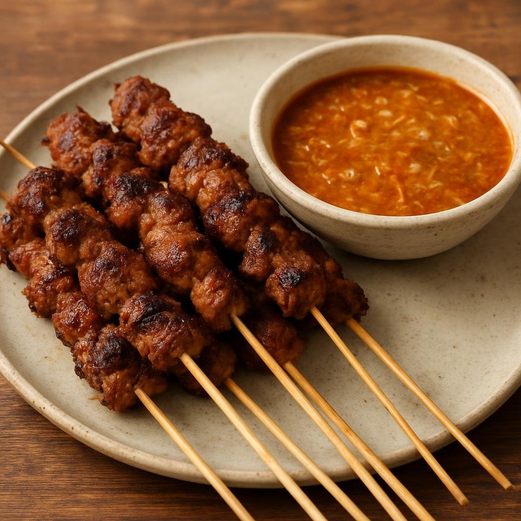 Entree: Timor-Leste – Northern Culinary Region – Sasate (Timorese marinated grilled meat skewers served with a tangy tamarind-coconut dipping sauce) recipe