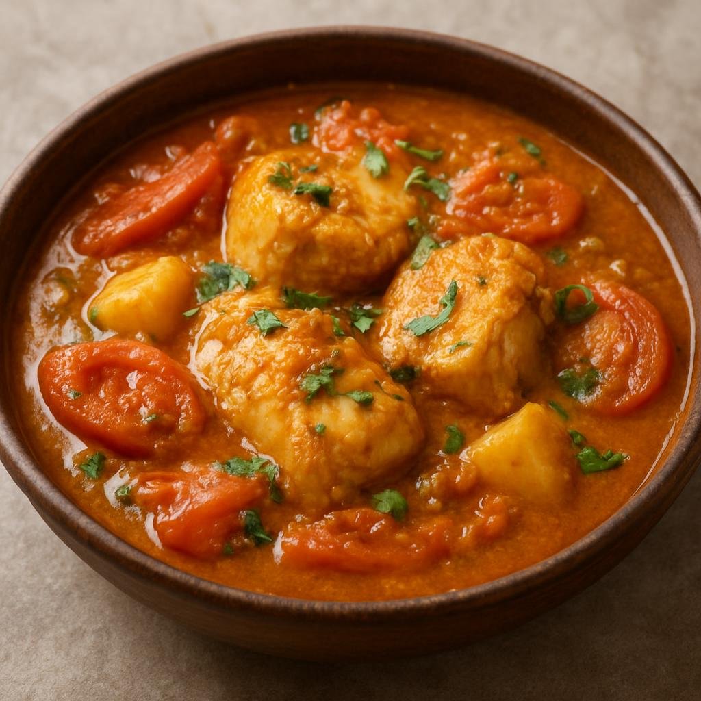 Entree: Comoros – Mkatra Foutra (A hearty Comorian coconut-spiced fish stew simmered with tomatoes and warm island spices) recipe