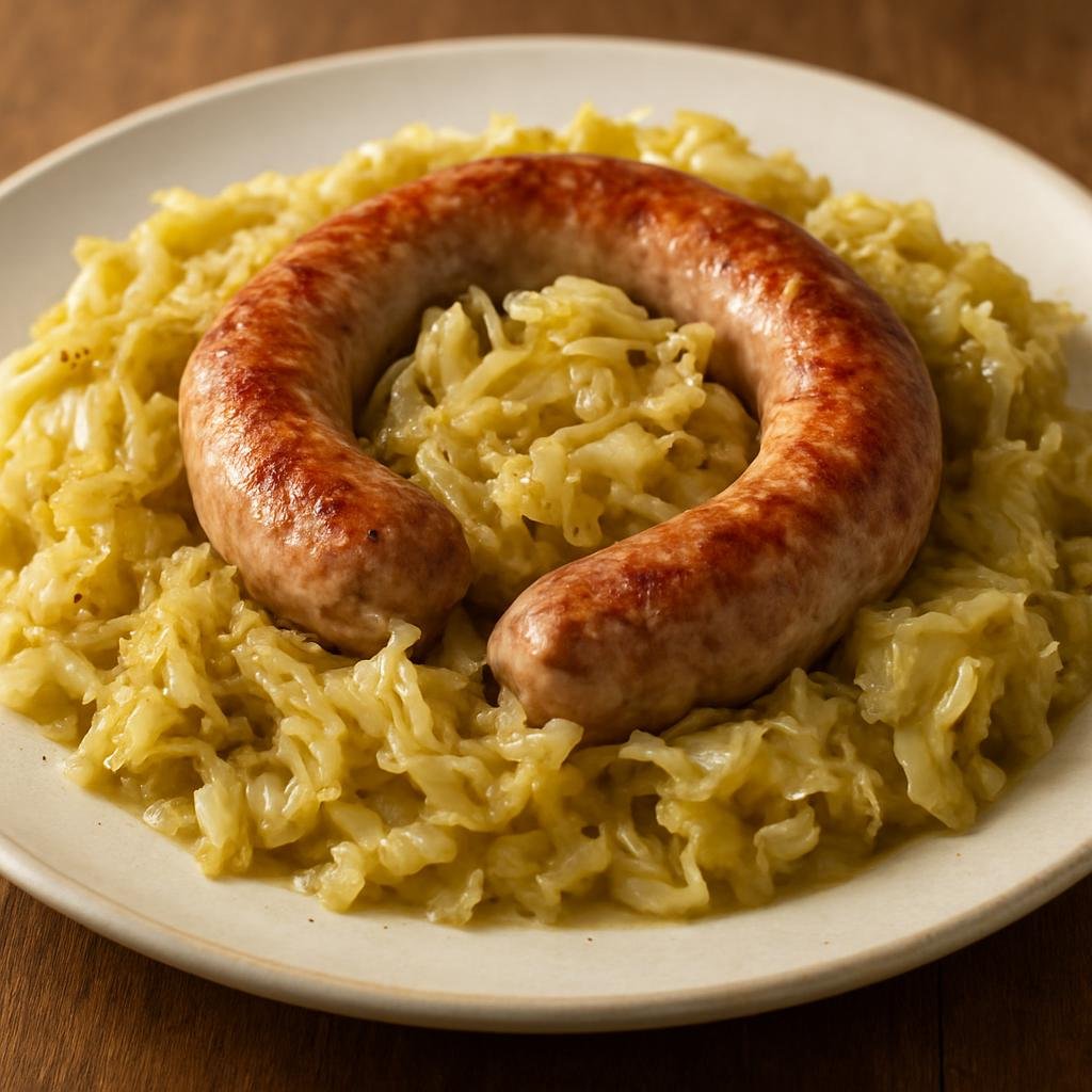 Entree: France – Auvergne – Saucisse de Choux (Traditional Auvergne pork sausage bound with cooked cabbage) recipe