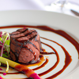 Entrée: France – Filet Mignon Grillé avec Bacon et Réduction de Vin Rouge (Grilled Filet Mignon with Bacon and Red Wine Reduction) recipe