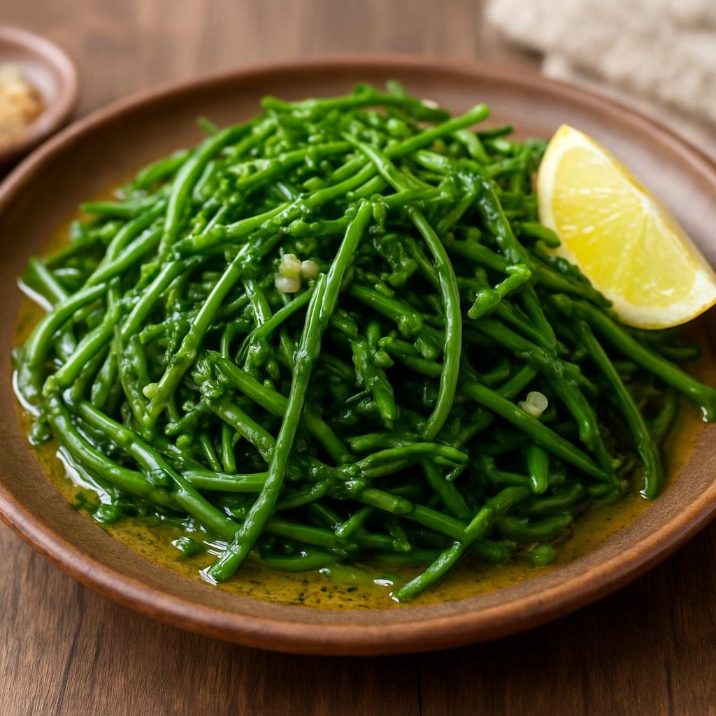 Entree: Turkey – Aegean Turkey – Deniz Börülcesi (Blanched sea beans dressed with olive oil, lemon, garlic, and fresh herbs) recipe