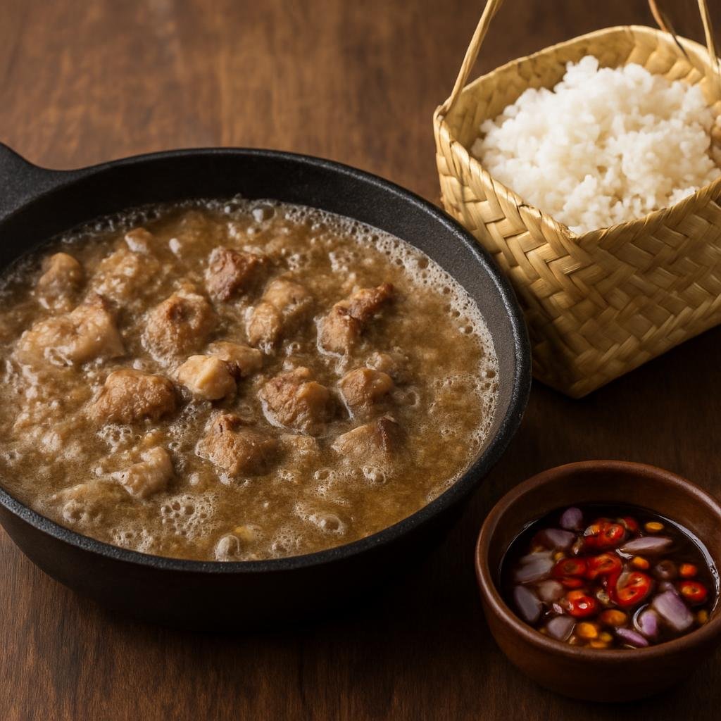 Entree: Philippines – Cebuano – Tuslob Buwa (Cebuano bubbling pork-liver broth used as a communal dip served with hanging rice) recipe