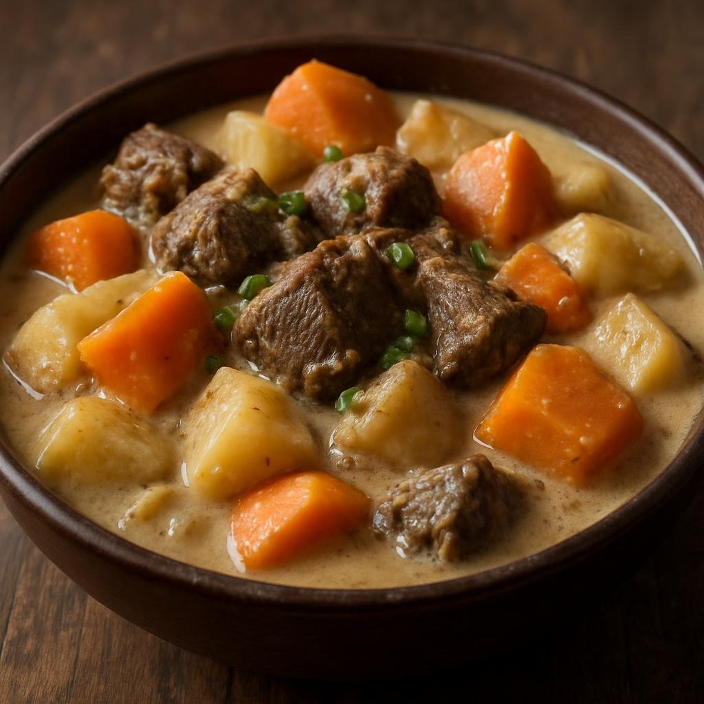 Entree: American Samoa – National Cuisine – Fai'ai Pipi (Samoan-style coconut-braised beef with island root vegetables) recipe