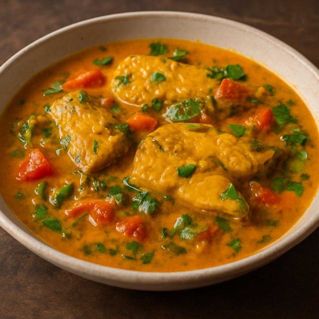 Entree: Timor-Leste – Northern Culinary Region – Caril de Peixe (Timorese coconut milk and tamarind fish curry flavored with spices and fresh herbs) recipe