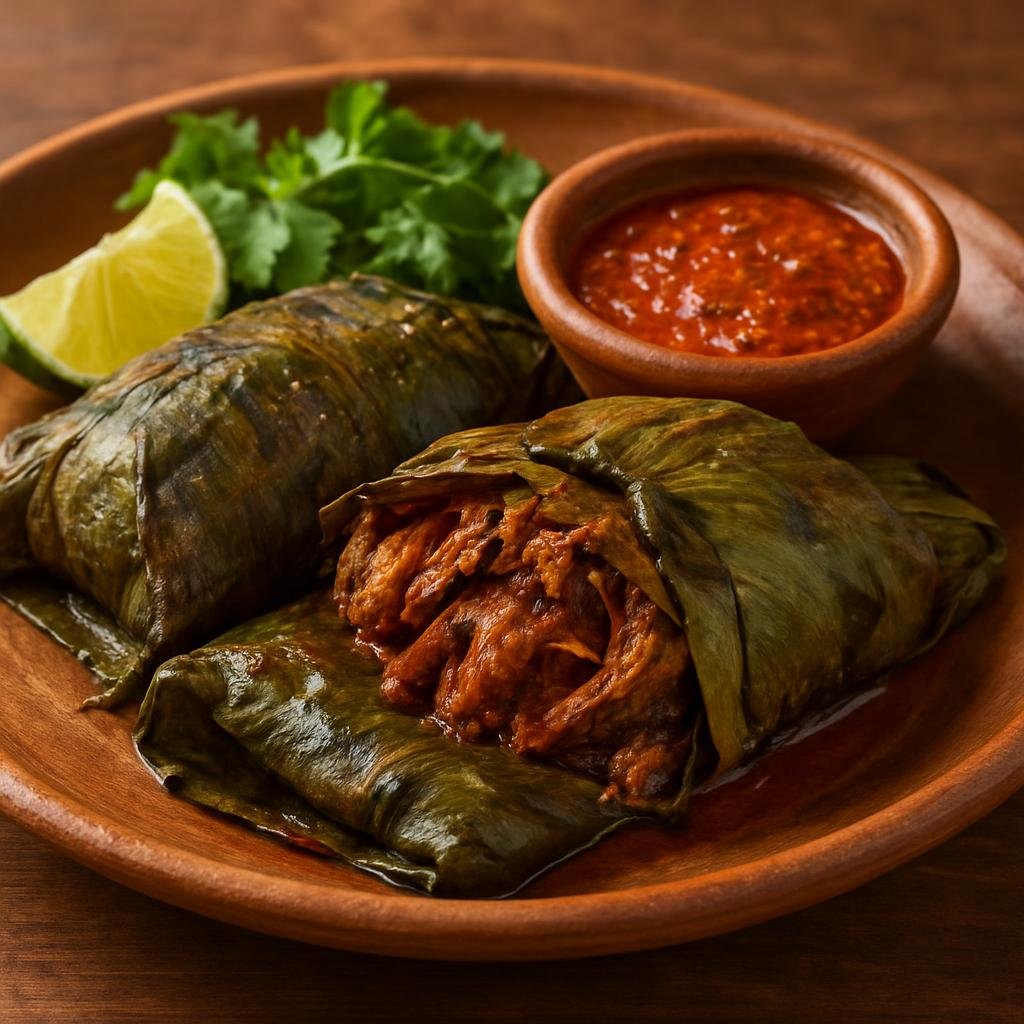 Entree: Mexico – Central Highlands – Mixiotes (Spiced meat parcels steamed in maguey leaves until tender) recipe