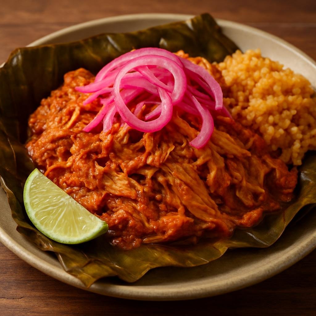 Entree: Belize – Central Culinary Region – Cochinita Pibil (Slow-roasted pork marinated in achiote and citrus, traditionally wrapped in banana leaves) recipe