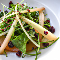 Salad: United States – Watercress, Fennel, and Pear Salad with Warm Cranberry-Sherry Vinaigrette recipe