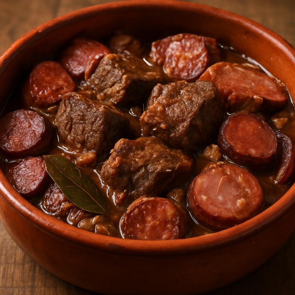 Entree: Portugal – Azores – Alcatra (Slow-braised Azorean beef and cured meats cooked in a sealed pot until very tender) recipe