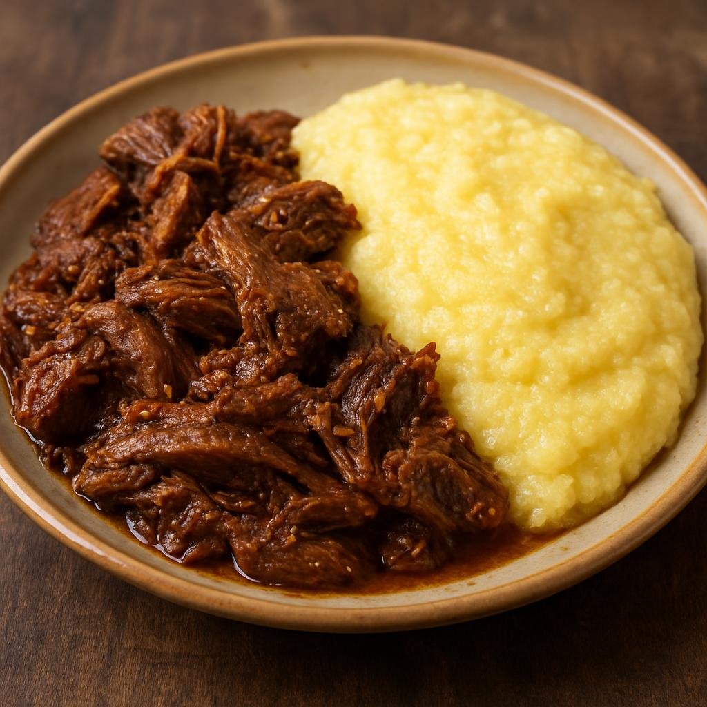 Entree: Botswana – Northern Culinary Region – Seswaa (Slow-cooked, shredded beef traditionally pounded and served with thick maize porridge) recipe
