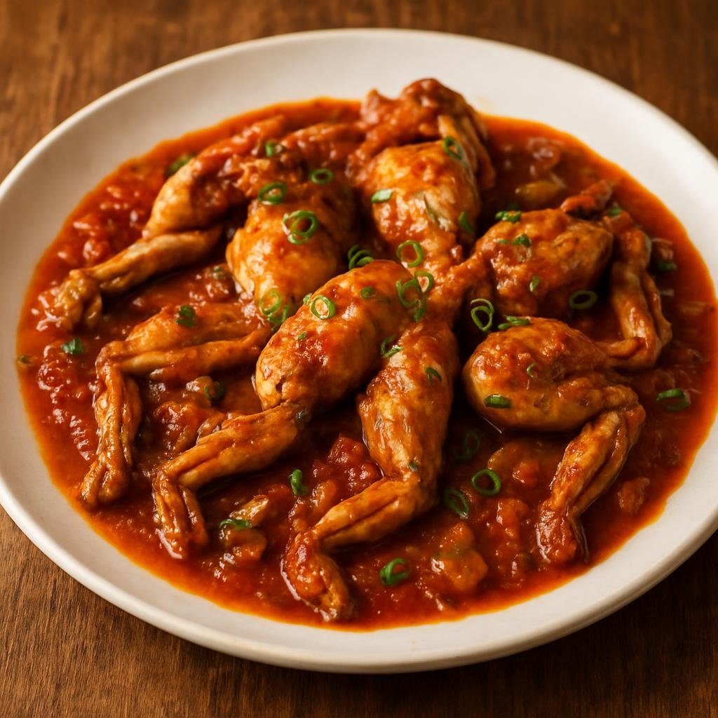 Entree: Dominica – Northern Culinary Region – Mountain Chicken (Traditional Dominica preparation of giant frog legs cooked in a Creole-style sauce) recipe