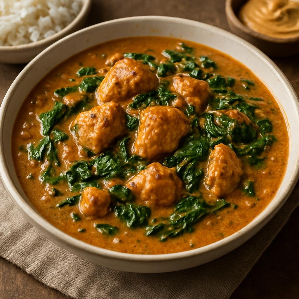 Entree: Sierra Leone – Southern Culinary Region – Groundnut Stew (Hearty West African peanut and tomato stew simmered with chicken and leafy greens) recipe